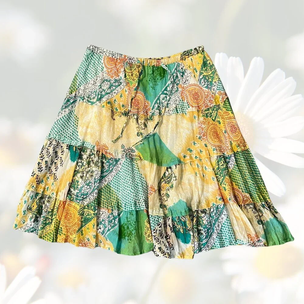 Boho Hippie Skirt Colorful Girl's Skirt Women’s Patchwork Skirt Boho FREE SIZE